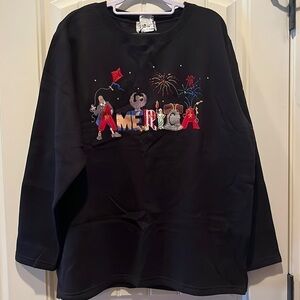 Quacker Factory embroidered AMERICA USA Patriotic sweatshirt size XL/XXL NWT